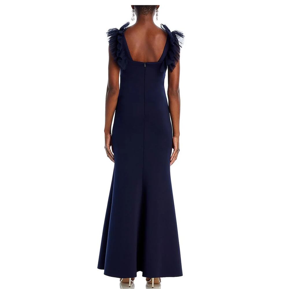 Eliza J Ruffle-Shoulder Scuba Gown Evening Dress, Plus 18W, Navy Blue New $188 - Picture 5 of 8